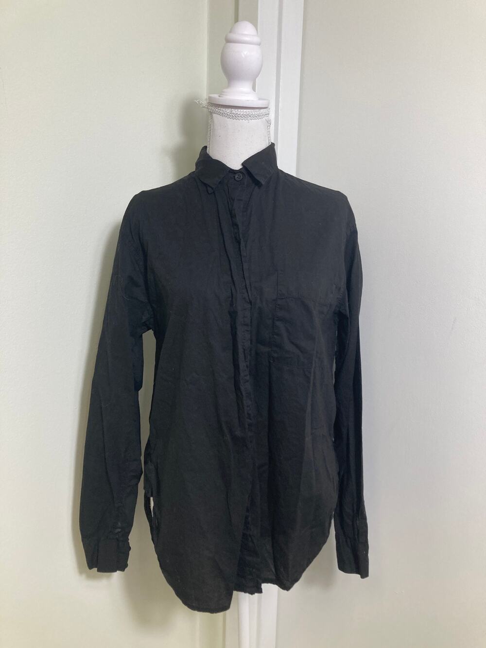 A Shirt Thing Black Cotton Button Up Shirt Sz S